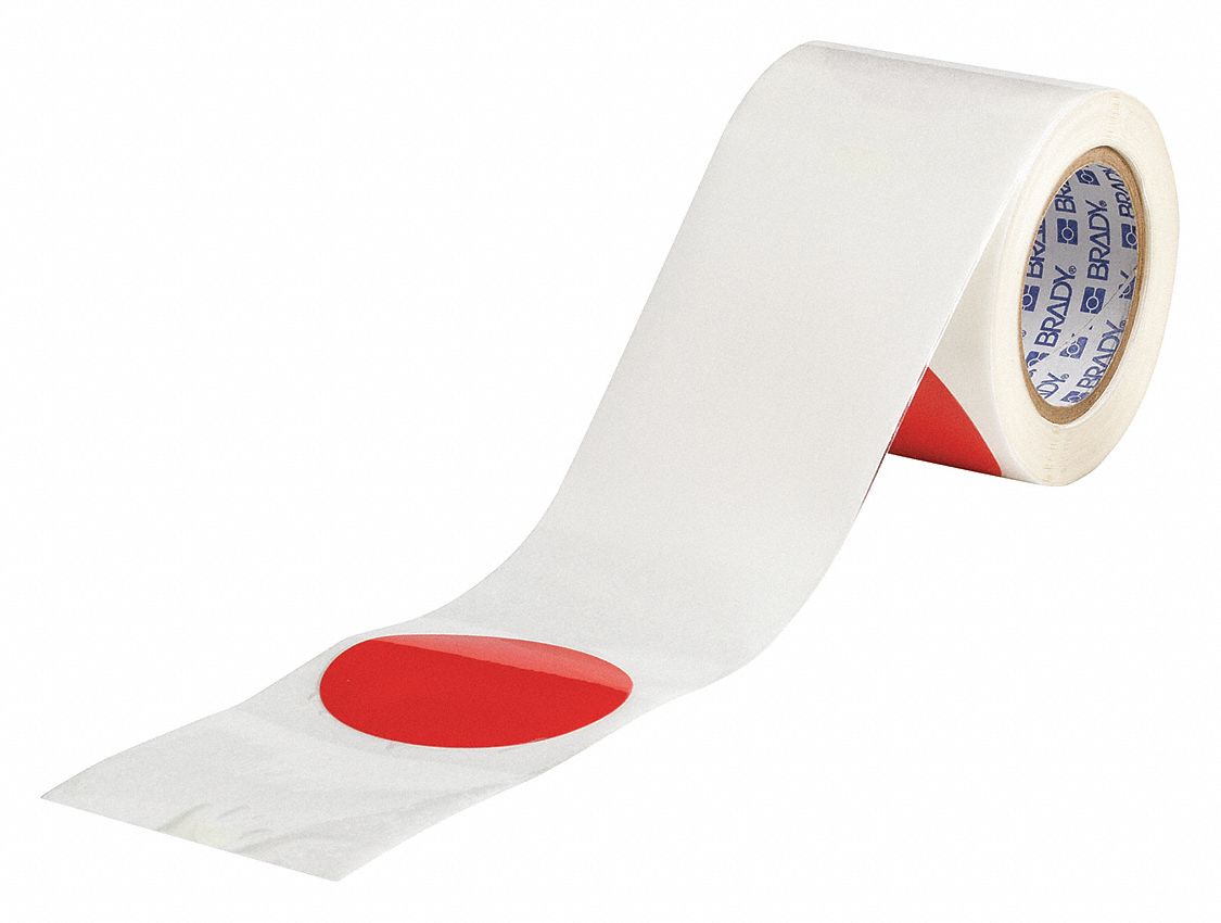 FLOOR MARKING TAPE, CIRCLE, SOLID, RED, NO LEGEND, 3½ IN, 8 MIL THICKNESS, BRADY, TOUGHSTRIPE