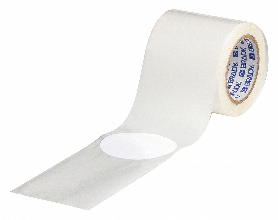 FLOOR MARKING TAPE, CIRCLE, SOLID, WHITE, NO LEGEND, 3½ IN, 8 MIL THICKNESS, BRADY, B-514, 55 PK