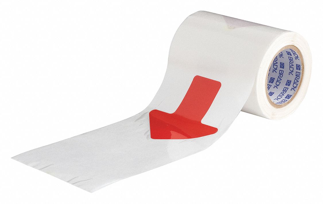 FLOOR MARKING TAPE, ARROW, SOLID, RED, NO LEGEND, 2 IN X 5 IN, 8 MIL THICKNESS, BRADY, B-514, 52 PK
