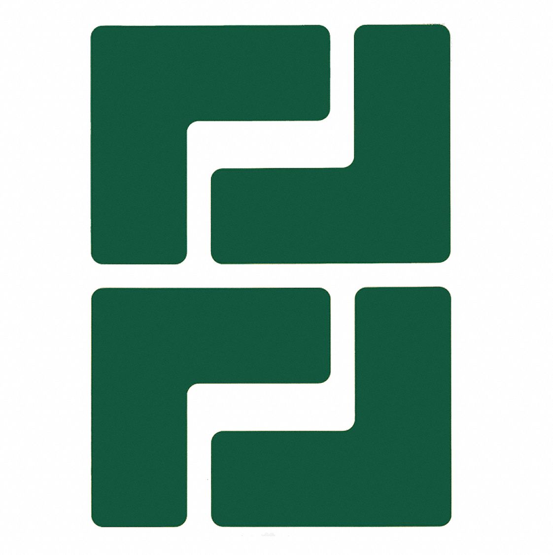 FLOOR MARKING TAPE, L, SOLID, GREEN, NO LEGEND, 2 IN X 5 IN, 8 MIL THICKNESS, BRADY, TOUGHSTRIPE, 20 PK