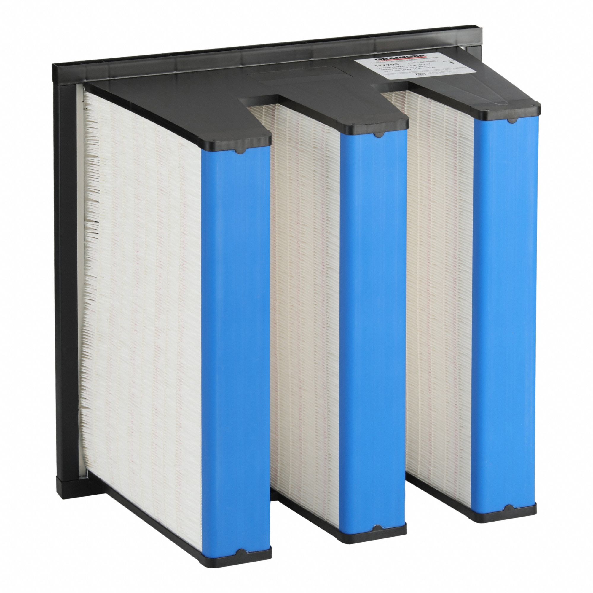 V-Bank Air Filter: 20 in x 20 in x 12 in, Fiberglass, Single Header, 3 Vs, MERV 11