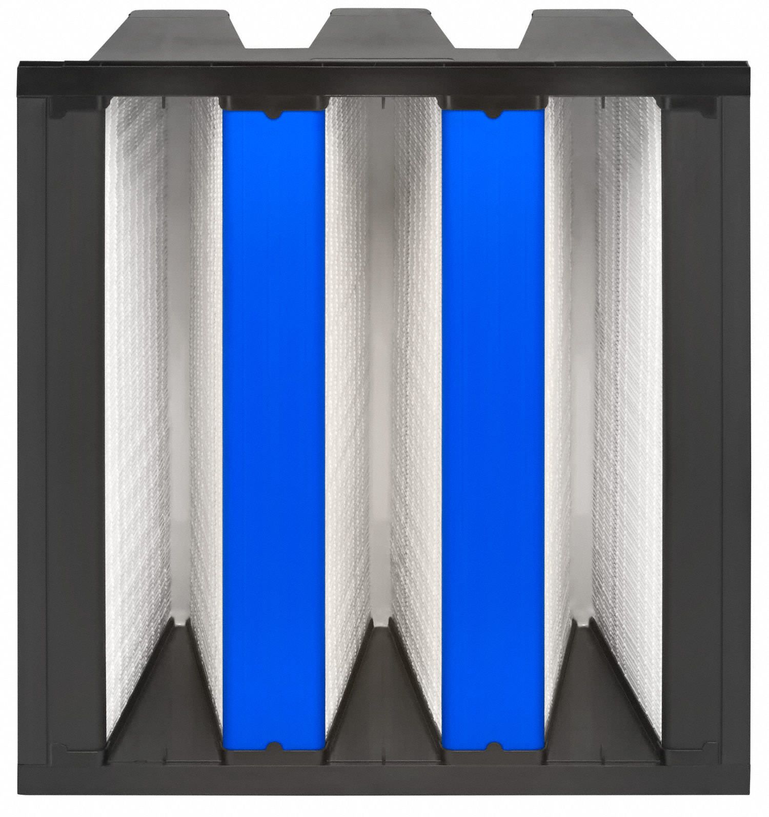 V-Bank Air Filter: 20 in x 20 in x 12 in, Fiberglass, Single Header, 3 Vs, MERV 15