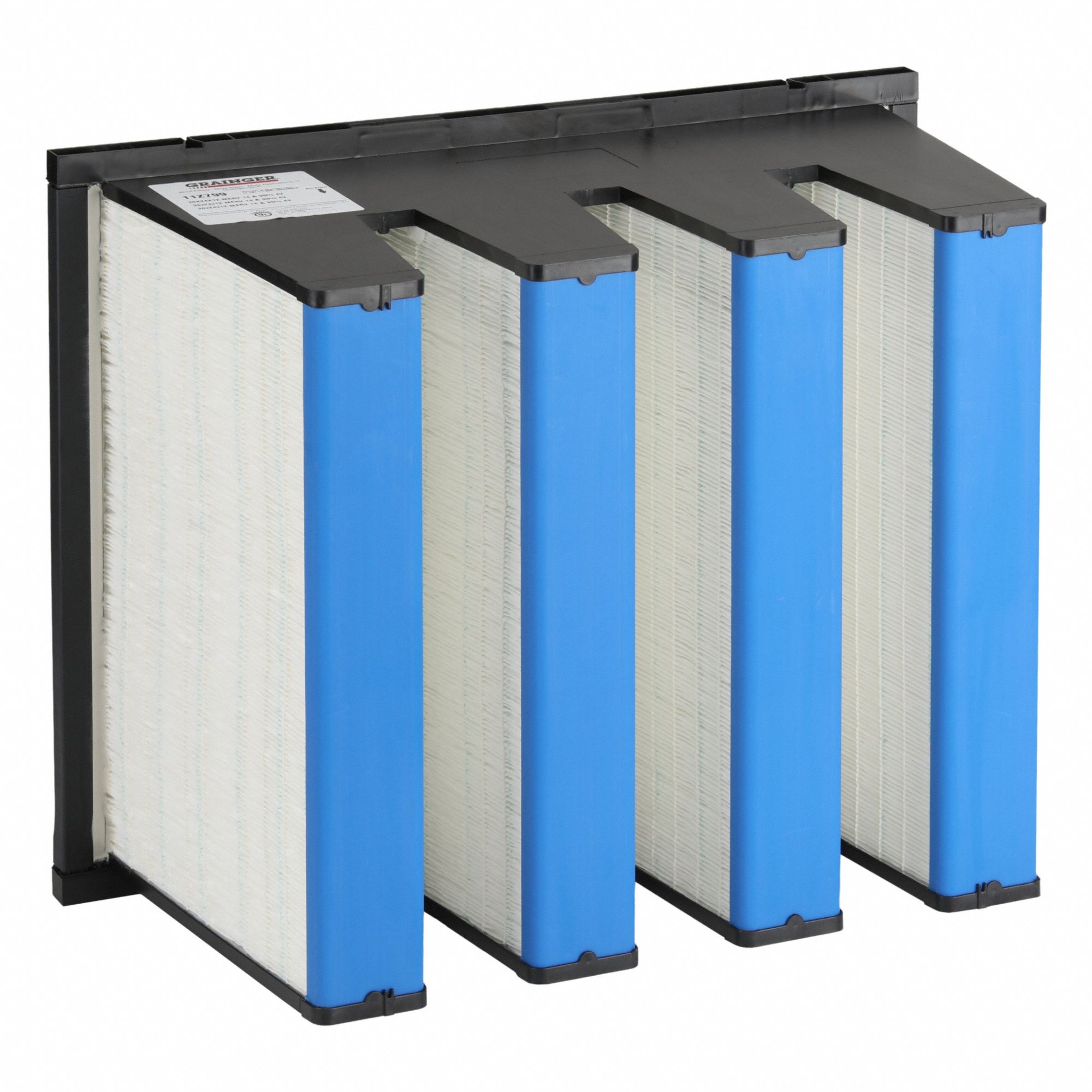 V-Bank Air Filter: 20 in x 24 in x 12 in, Fiberglass, Single Header, 4 Vs, MERV 14