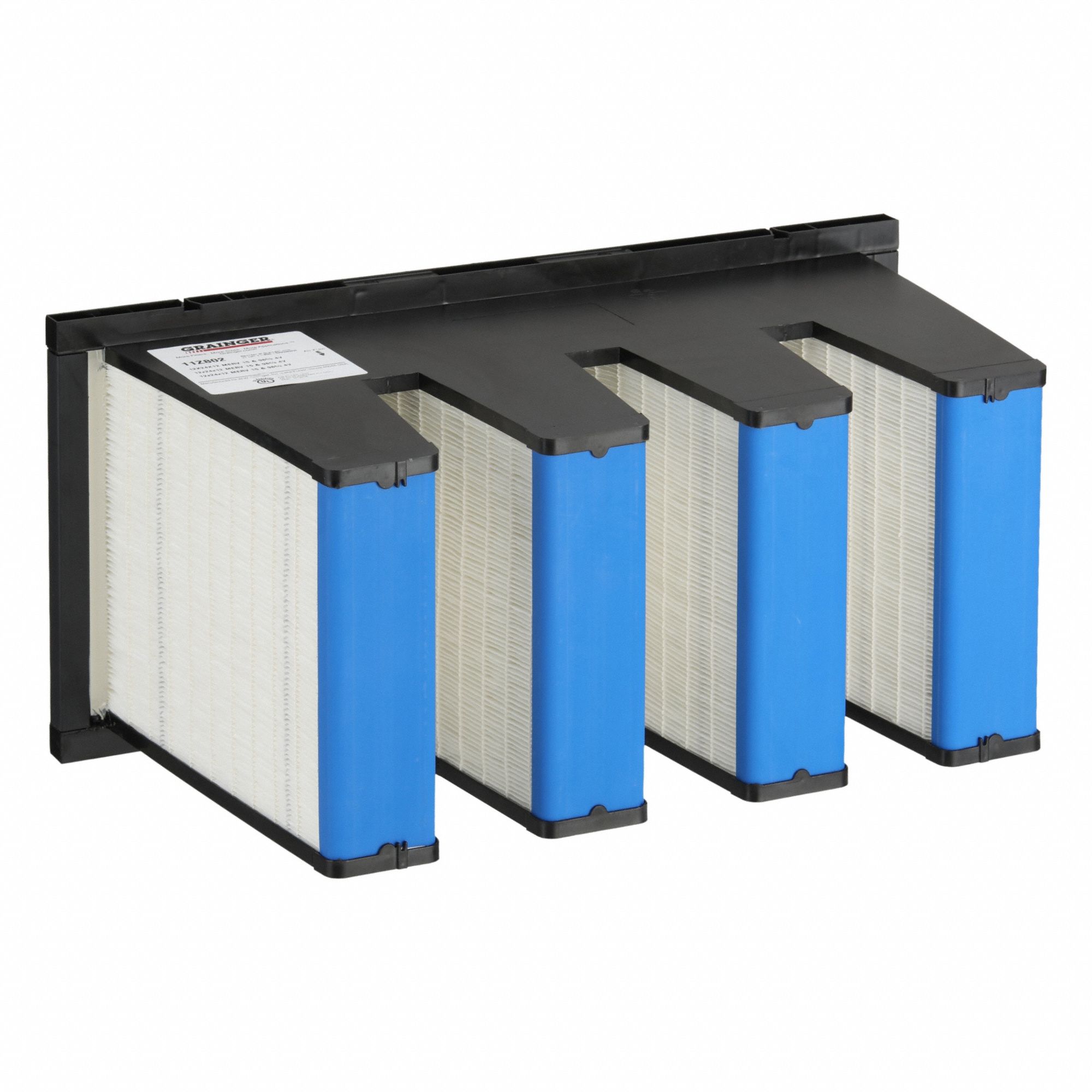 V-Bank Air Filter: 12 in x 24 in x 12 in, Fiberglass, Single Header, 4 Vs, MERV 14