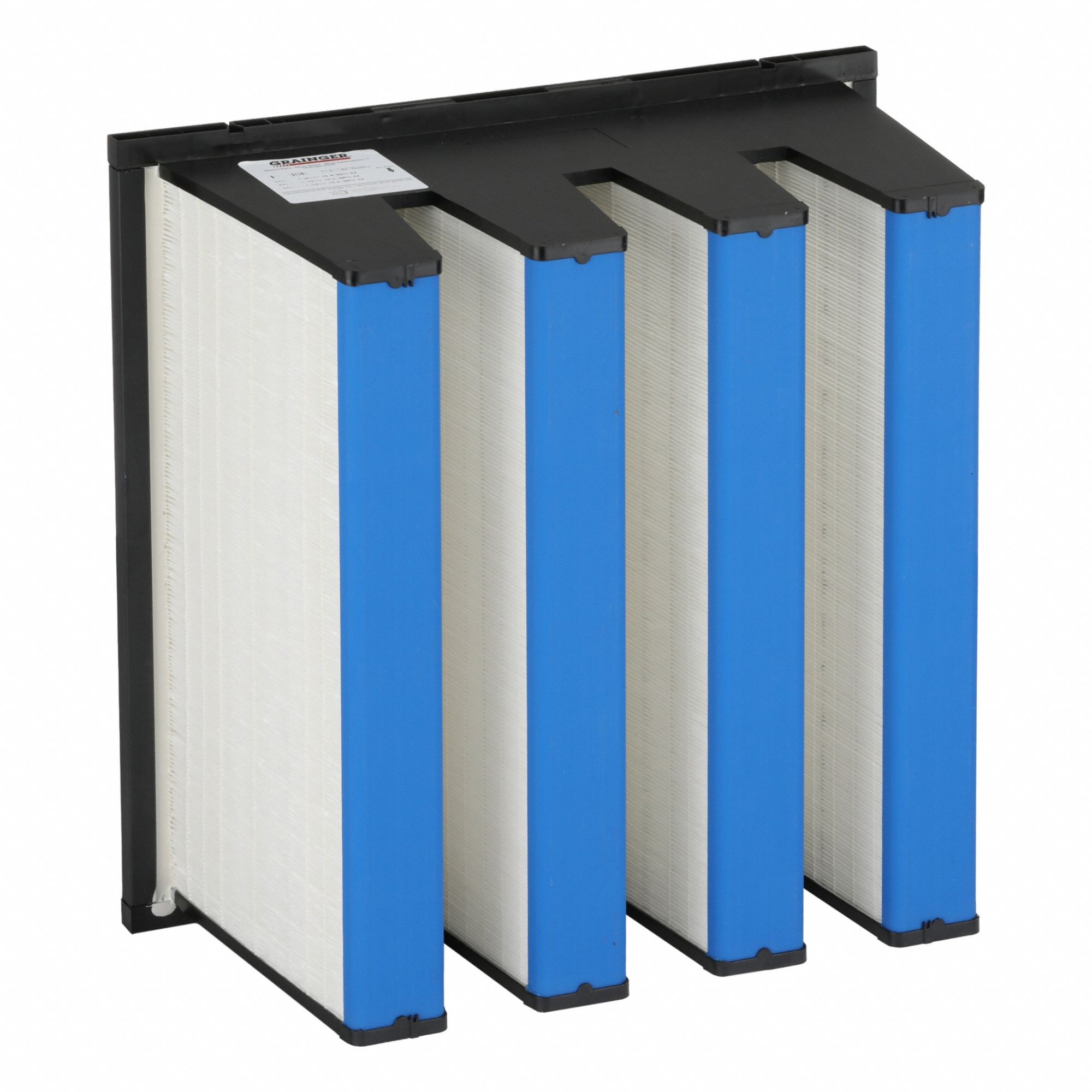V-Bank Air Filter: 24 in x 24 in x 12 in, Fiberglass, Single Header, 4 Vs, MERV 15