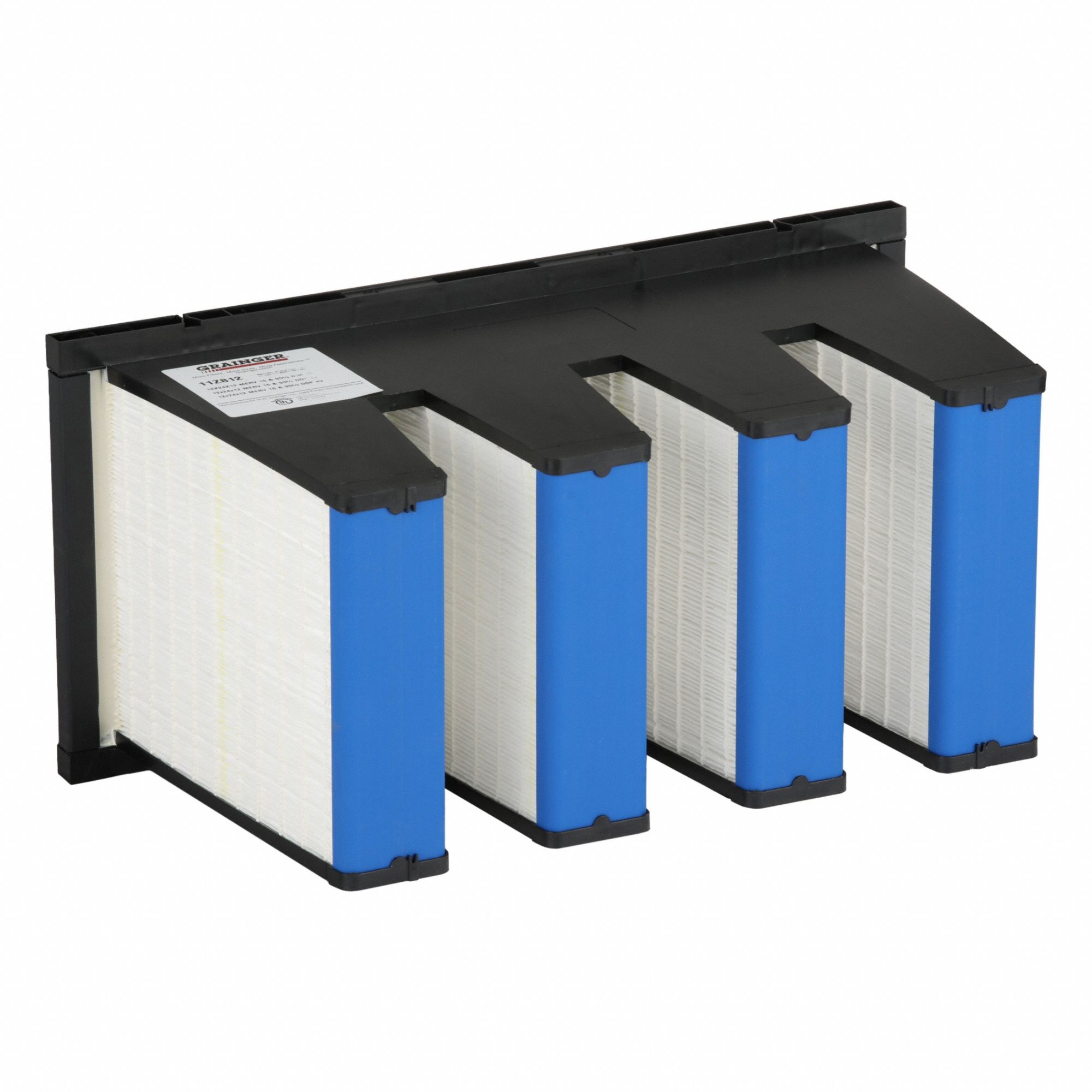 V-Bank Air Filter: 12 in x 24 in x 12 in, Fiberglass, Single Header, 4 Vs, MERV 16