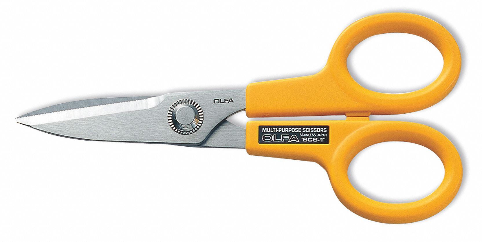 INDUSTRIAL SHEARS, AMBIDEXTROUS, 5 1/2 IN OVERALL L, SERRATED, STAINLESS STEEL, POINTED