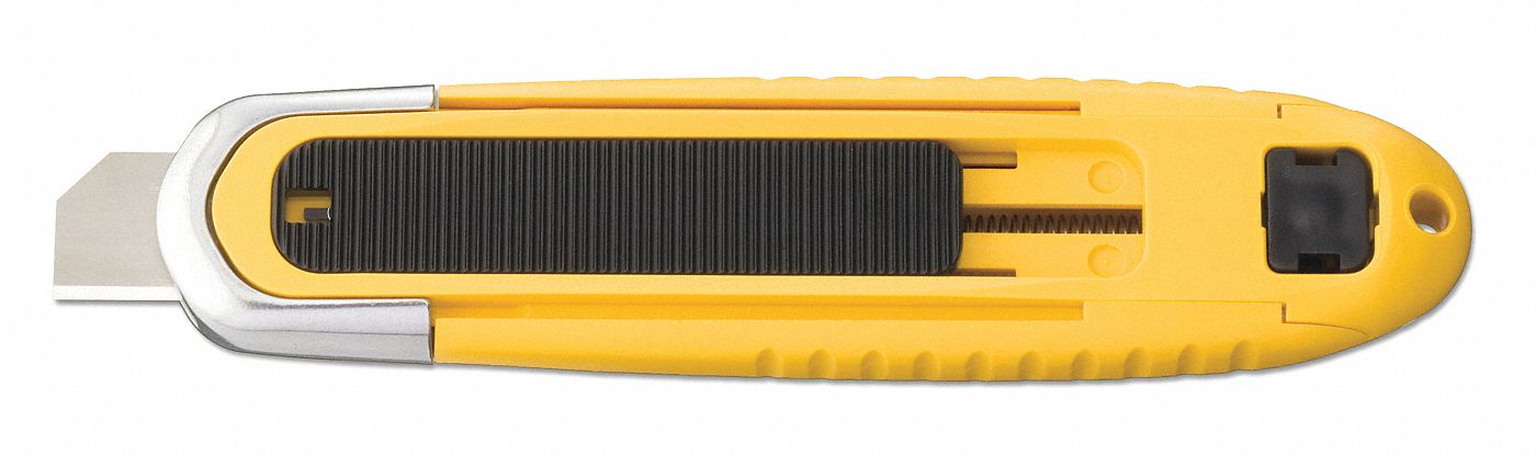 SAFETY KNIFE, 6 IN OVERALL L, TEXTURED, 2 IN OVERALL W, PLASTIC, BLACK/YELLOW, QUICK-CHANGE