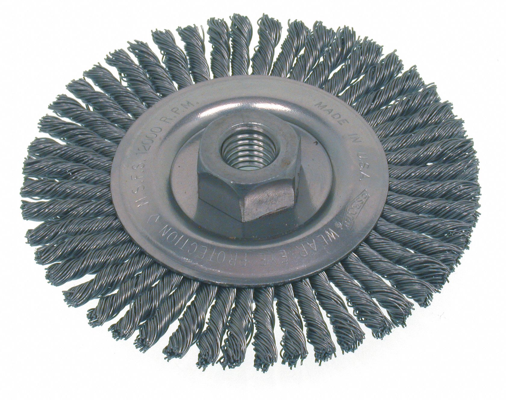 BRUSH WHEEL,KNOTTED WIRE,STEEL,DIA. 5