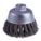 KNOTTED CUP BRUSH, 7500 RPM, THREADED ARBOR, 3 1/2 IN, 0.02 IN WIRE