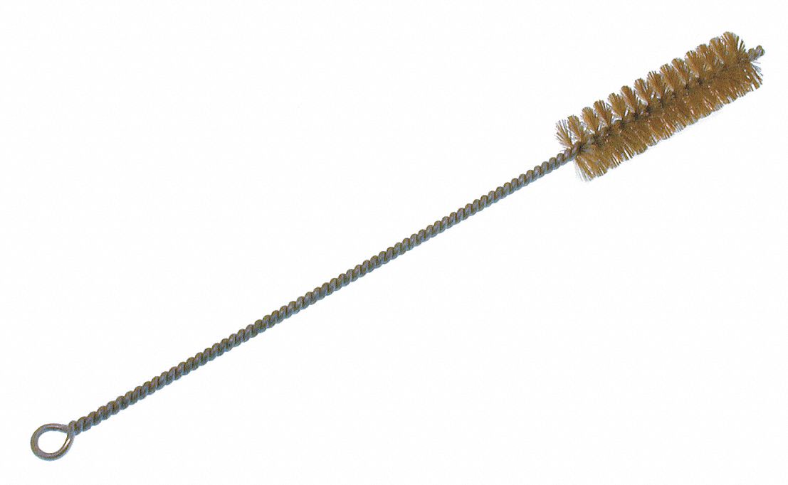 TUBE BRUSH, TWISTED WIRE WITH LOOP HANDLE, 10 IN OAL/3 IN BRUSH L/7/8 IN DIA, BRASS/STEEL