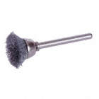 MINI WIRE CUP BRUSH, 25000 RPM, SHANK, 9/16 IN, 0.003 WIRE, CARBON