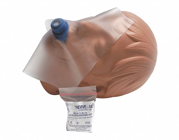 REVIVE AID, CPR PROTECTIVE BARRIER, DISPOSABLE, BASIC UNIT, 1 WAY FLAPPER VALVE, CLEAR, PLASTIC