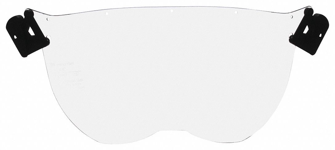 VISOR, BRIMLESS, MOLDED, PC, CLEAR, 6⅛ X 12⅛ X0.04 IN, FOR USE WITH 3M PELTOR