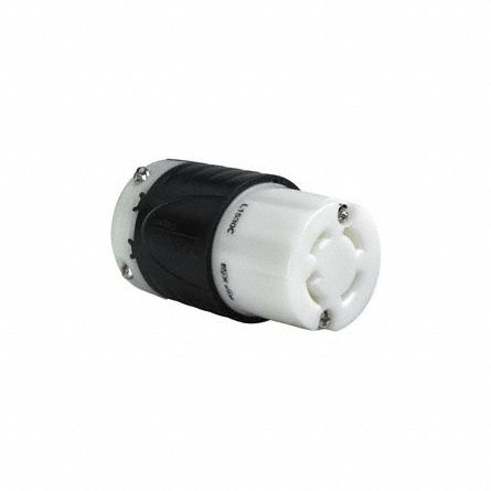 Locking Connector: L15-30R, 30 A, 250V AC, 2 Poles, Black/White, Screw Terminals