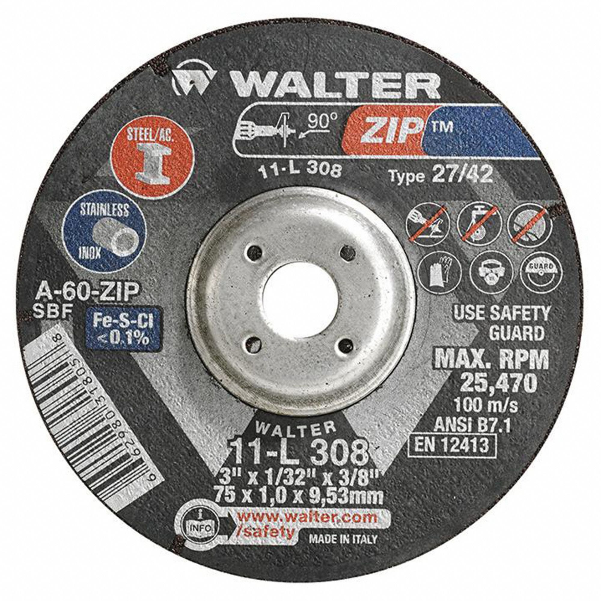 Cut-Off Wheel,  T27,  3x1/32x3/8