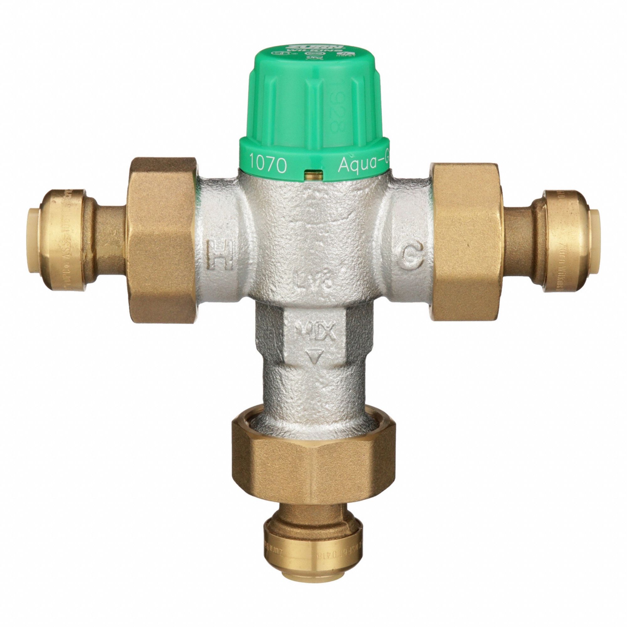 Thermostatic Mixing Valve: 1/2 in Inlet Connection Size, 1/2 in Outlet Connection Size