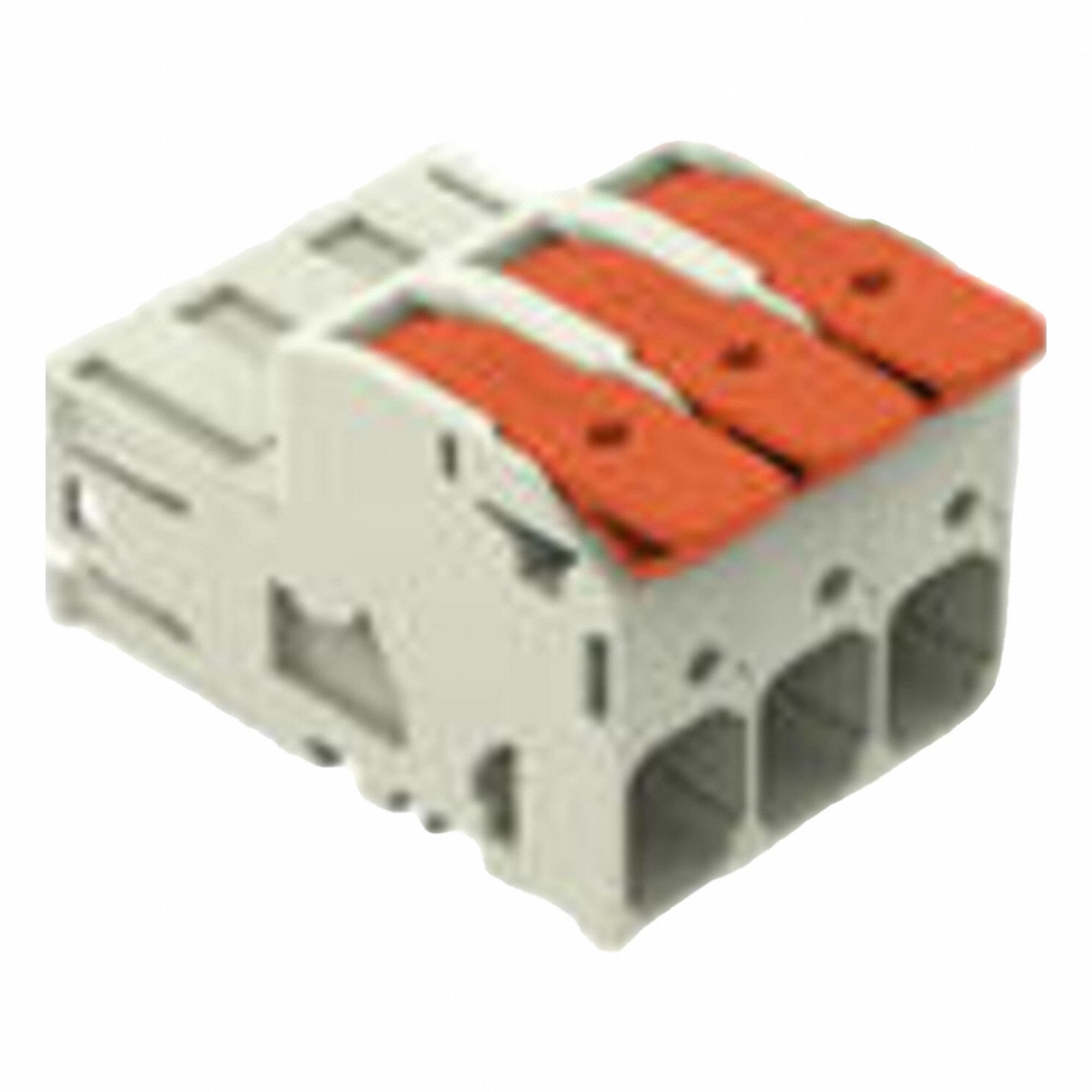 Lever Wire Connector: 3 Port, 18 AWG – 4 AWG Solid Wire Size Range, 66 A, 600 V, 832 Series