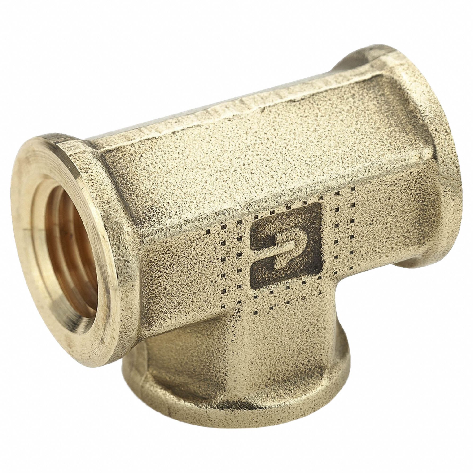 Pipe Fitting: Brass, 1/4 in x 1/4 in x 1/4 in Fitting Pipe Size, 1 3/8 in Overall Lg