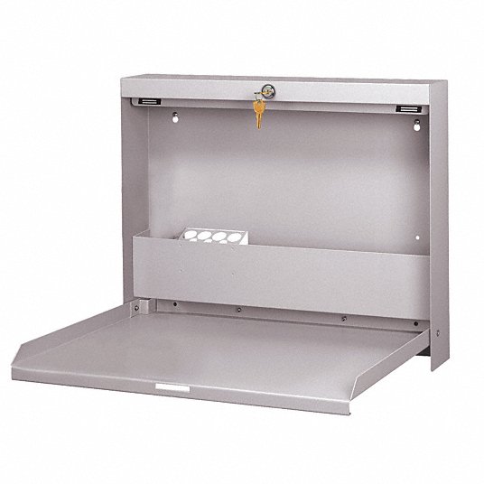 Folding Wall Mounted Desk: WW-100 Series, 20 in Overall Wd, 16 3/8 in Overall Ht, Lockable