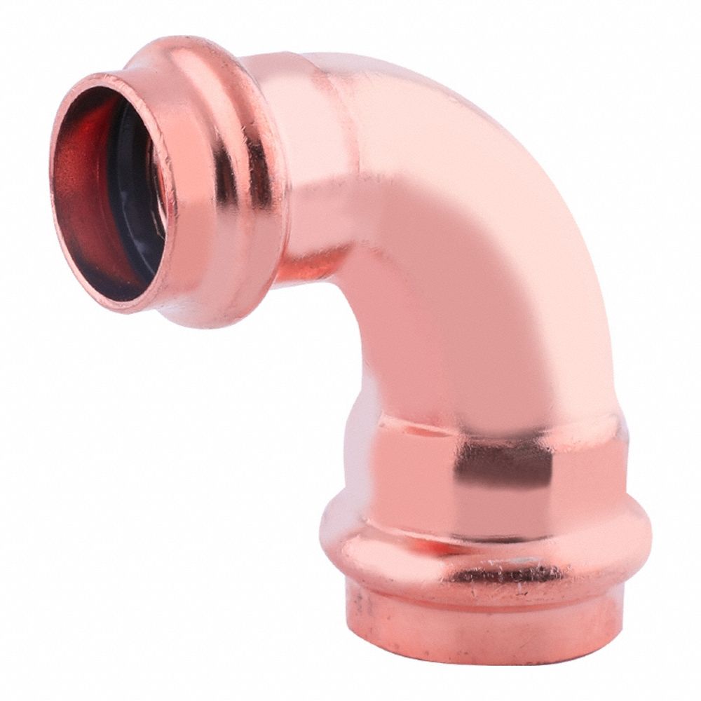 Crimp Elbow Fitting: 90° Elbow, 1 in CTS x 3/4 in CTS size, Press-fit x Press-fit