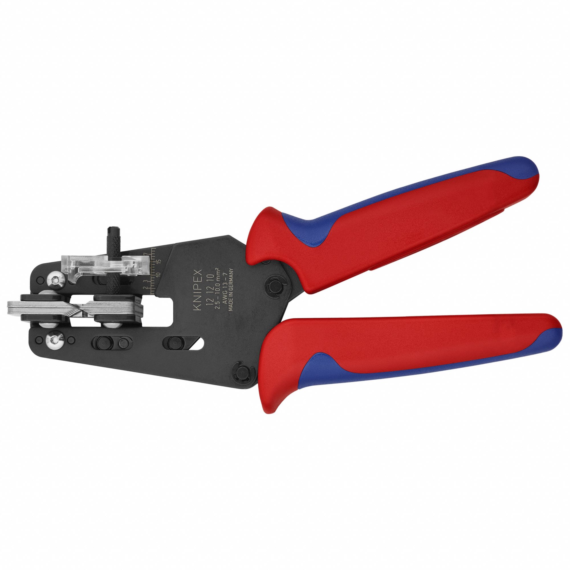 Wire Stripper: 13 AWG to 7 AWG, 7 1/2 in Overall Lg, Std Cushion Grip, Steel, 13 AWG to 7 AWG