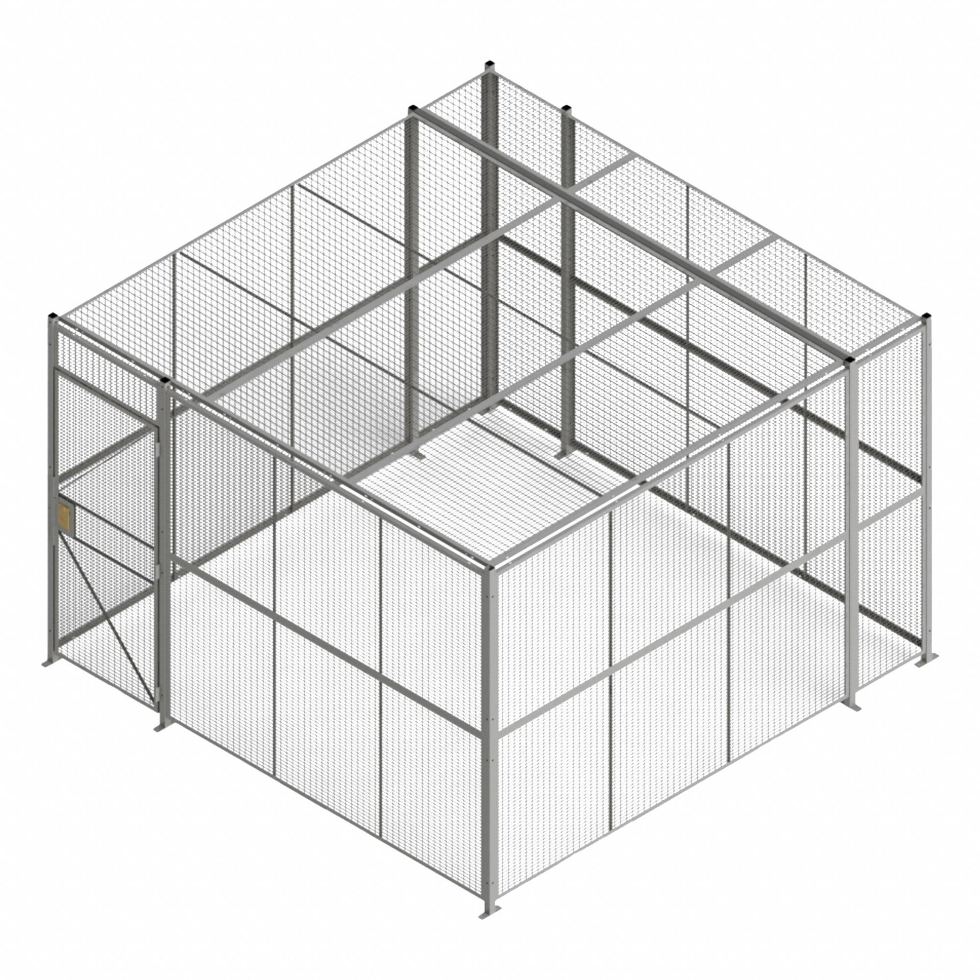 Partition Cage: 12 ft W x 12 ft D 8 ft H, Gray, 4 Sides, Powder-Coated