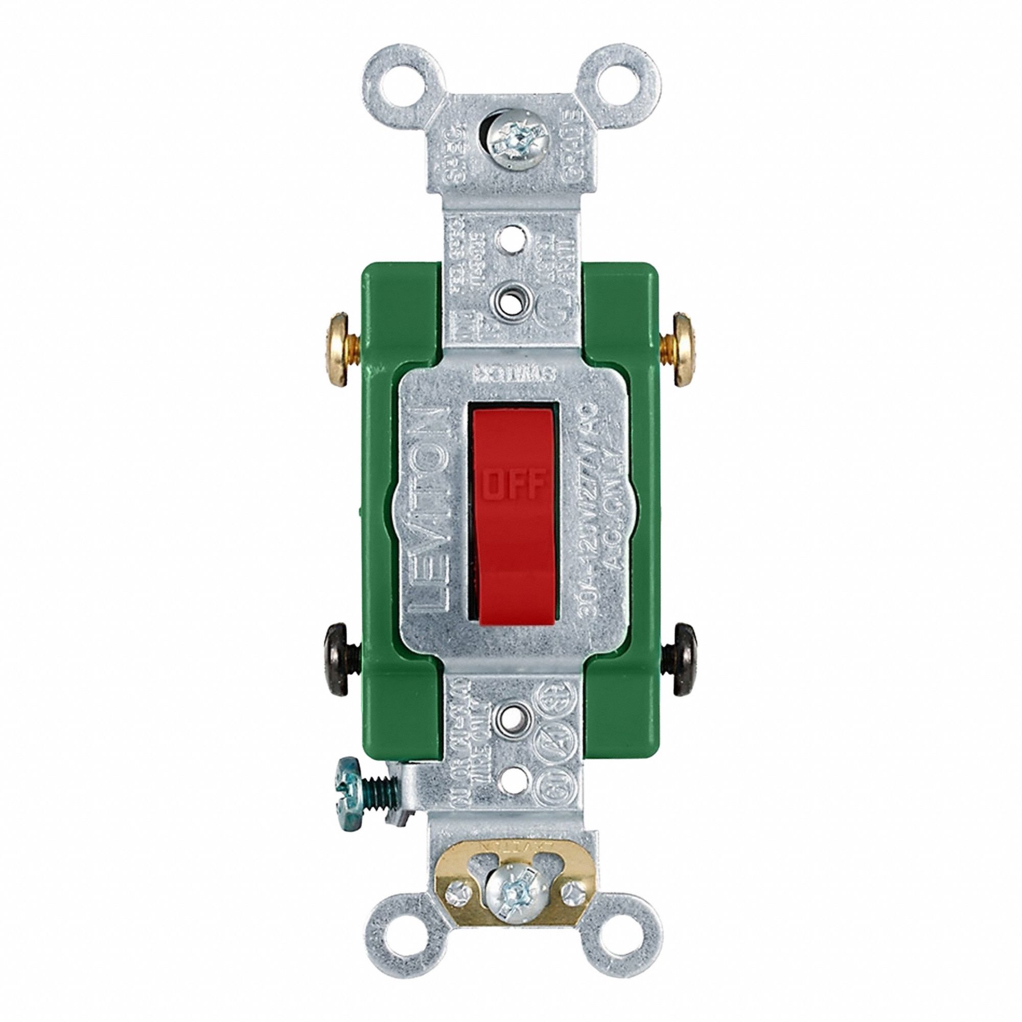 AC Quiet Switch: Toggle Switch, Double Pole, Red, 30 A, 120/277V AC, Screw Terminals