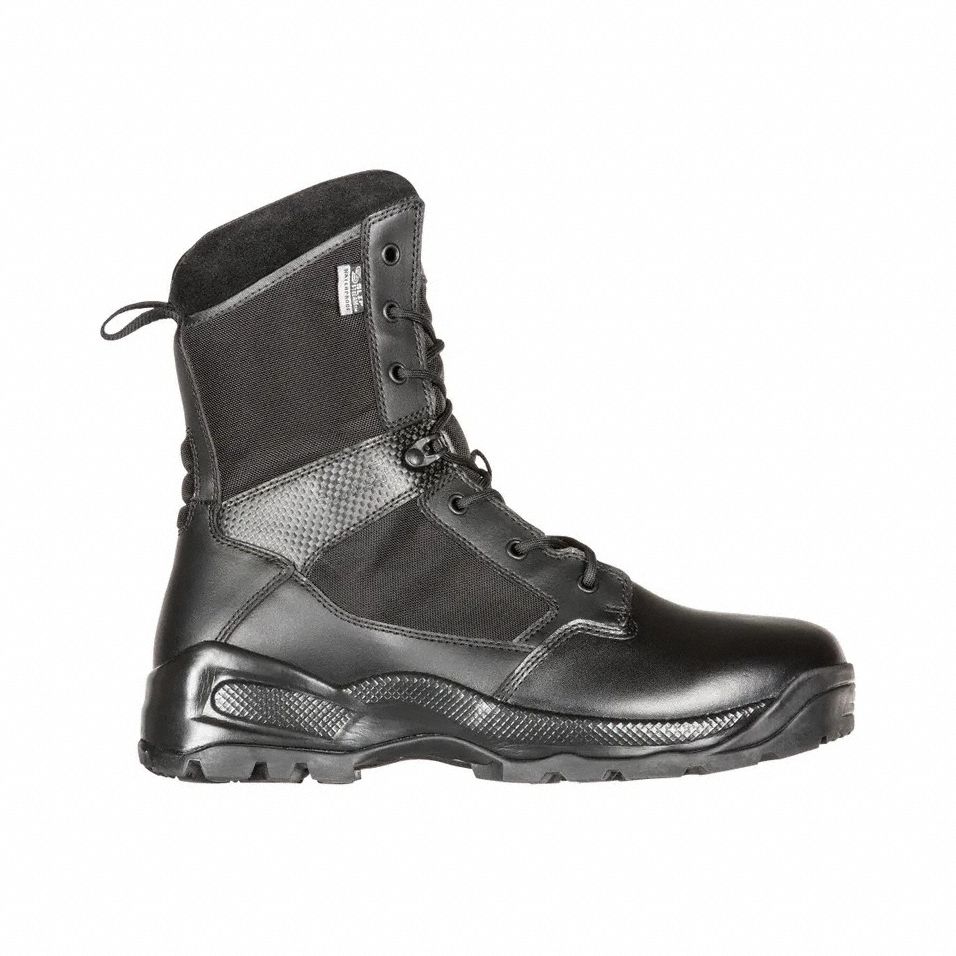 Military/Tactical Boot: Men's, 10-1/2, D, 8 in Ht, Black, 12392ABR, Less Than 1/2 in, 1 PR