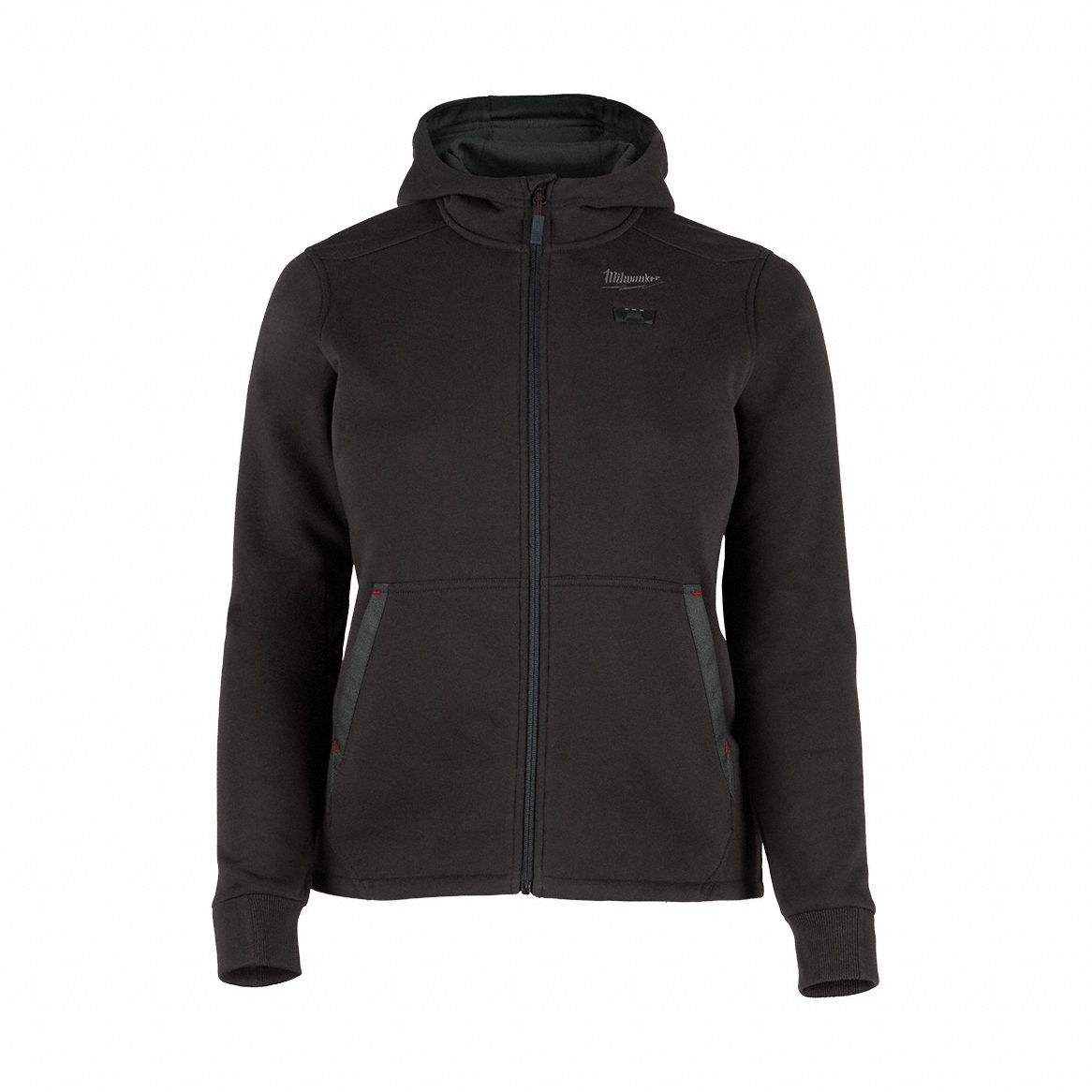 Heated Hoodie: Women's, 2XL, Black, Up to 8 hours, 25 in Max Chest Size, 2 Outside Pockets