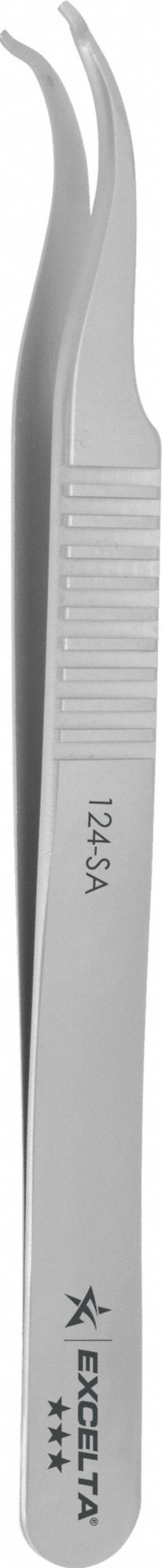Tweezers: Stainless Steel, Cylinder, Curved Tip