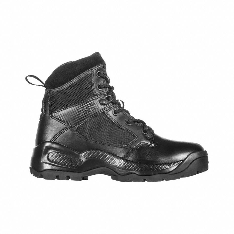 Military/Tactical Boot: Women's, 10, D, 6 in Ht, Black, 12404ABR, Less Than 1/2 in, Plain, 1 PR