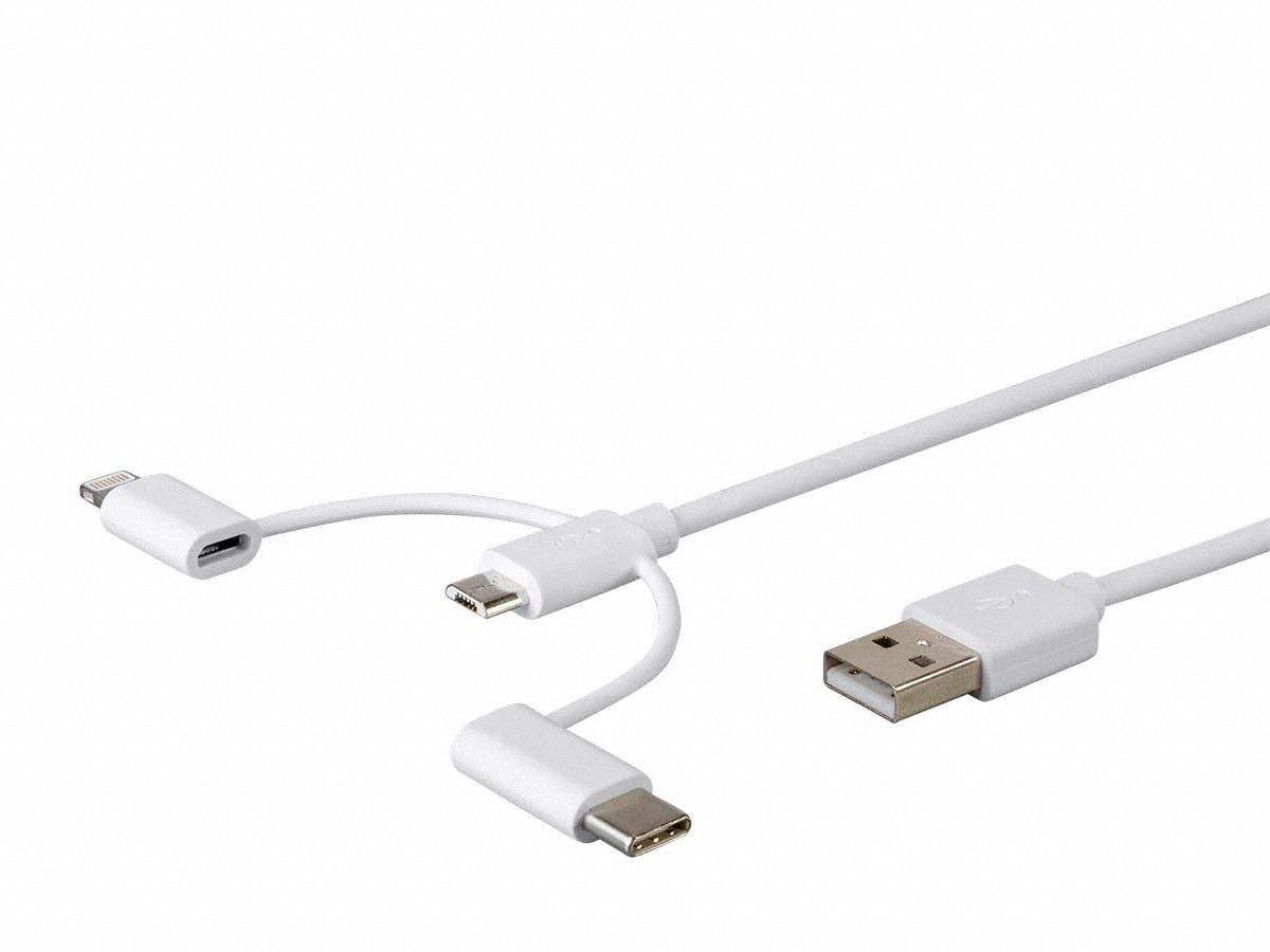 Charging Cable: Lightning Charging Cable/USB-C/USB to USB Micro USB-B, 36 in Cable Lg