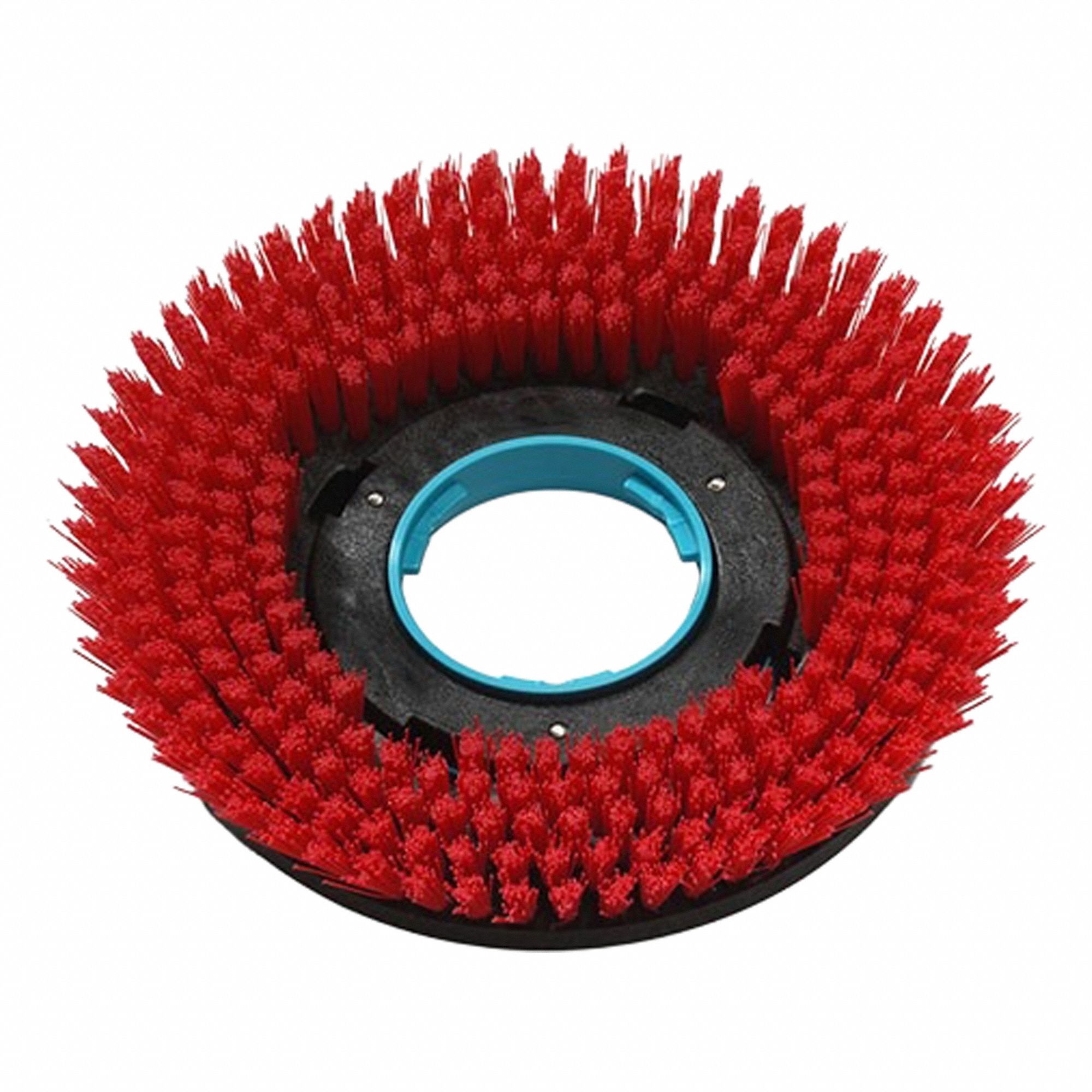Scrub Brush: Round, 7 in Brush Dia, For Machine Size 14 1/2 in, Polypropylene, Red