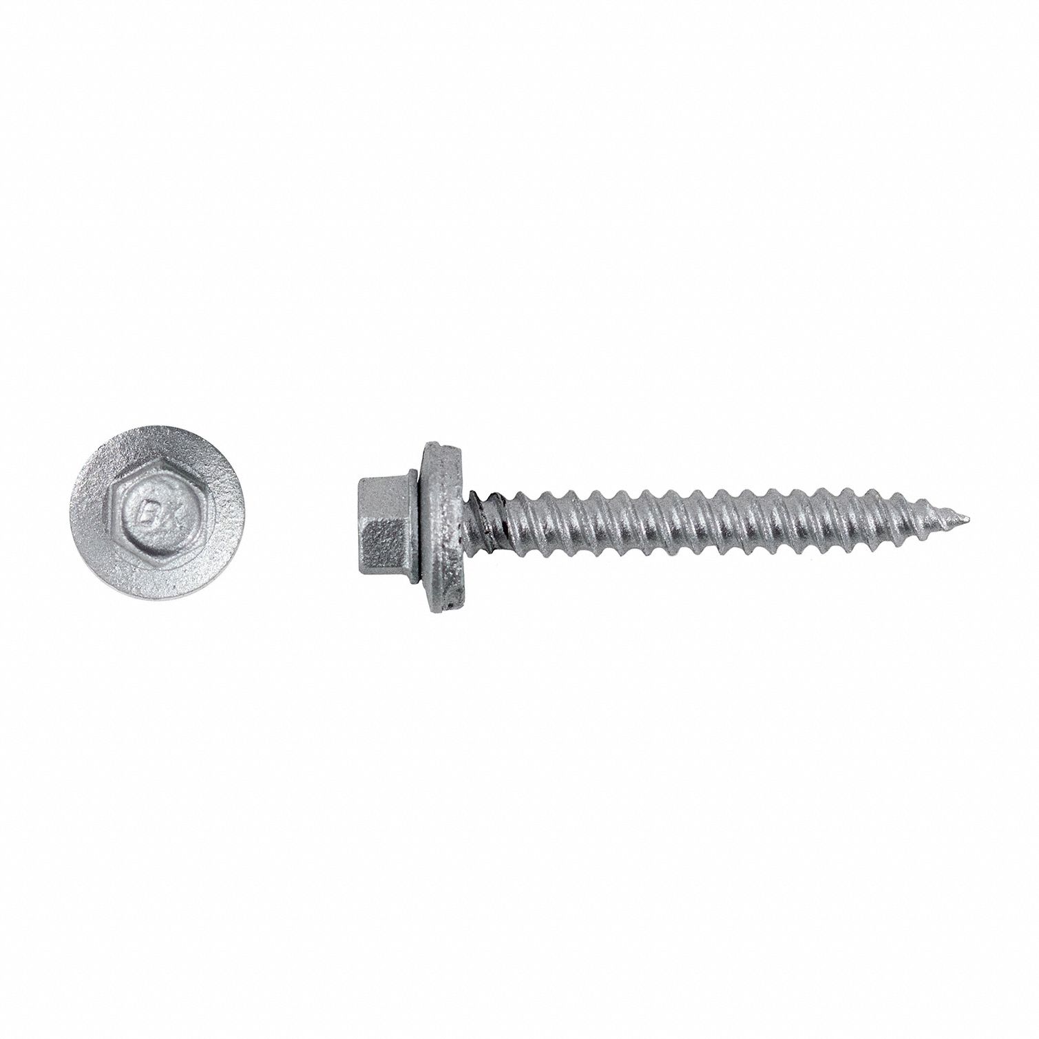 Self-Drilling Screw: #9 Size, 1 1/2 in Lg, Steel, Climaseal™, Hex Washer, External Hex, 2, 500 PK