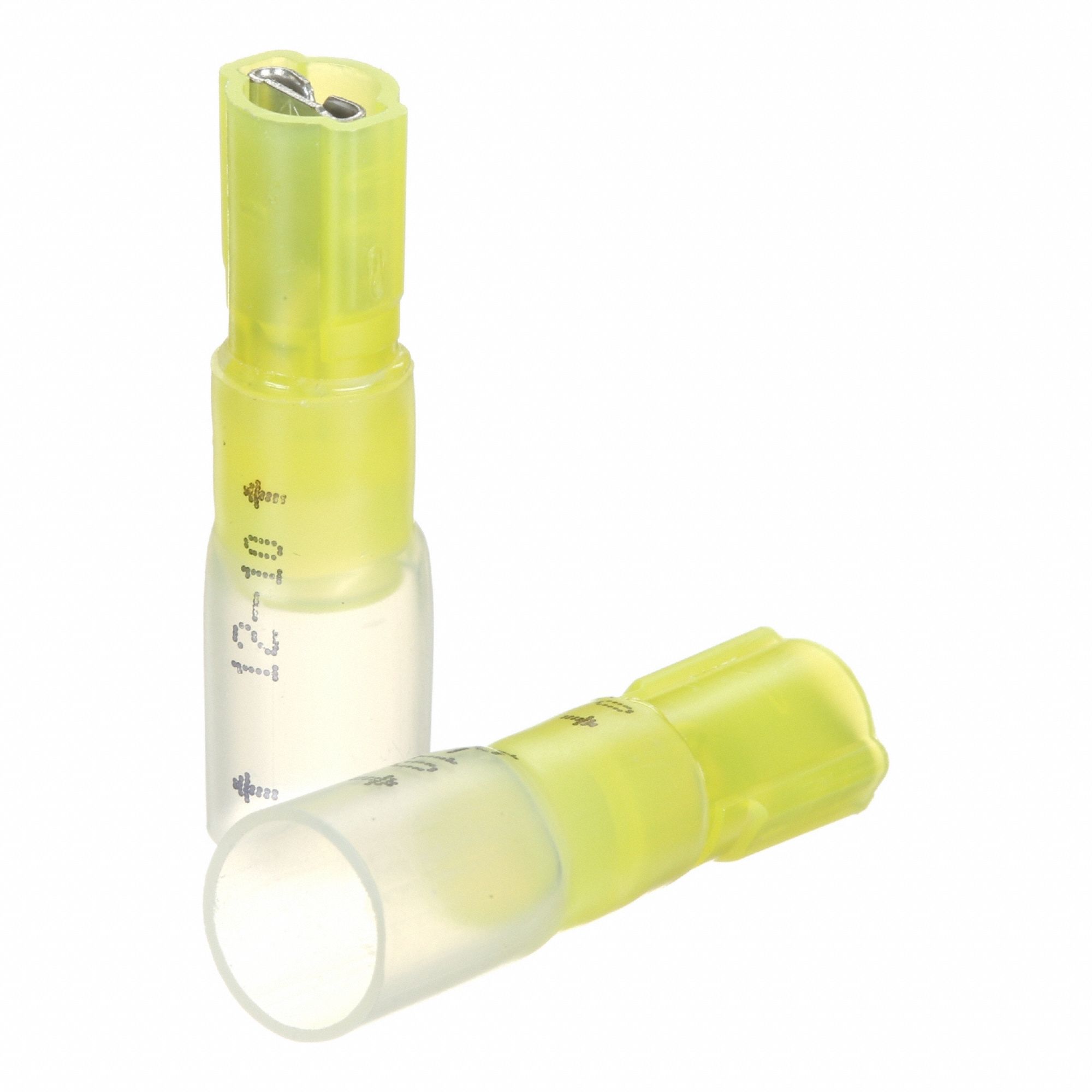 Wire Disconnect: Female Socket, Yellow, Nylon with Heat Shrink, Full Coverage, 600 V Max Volt