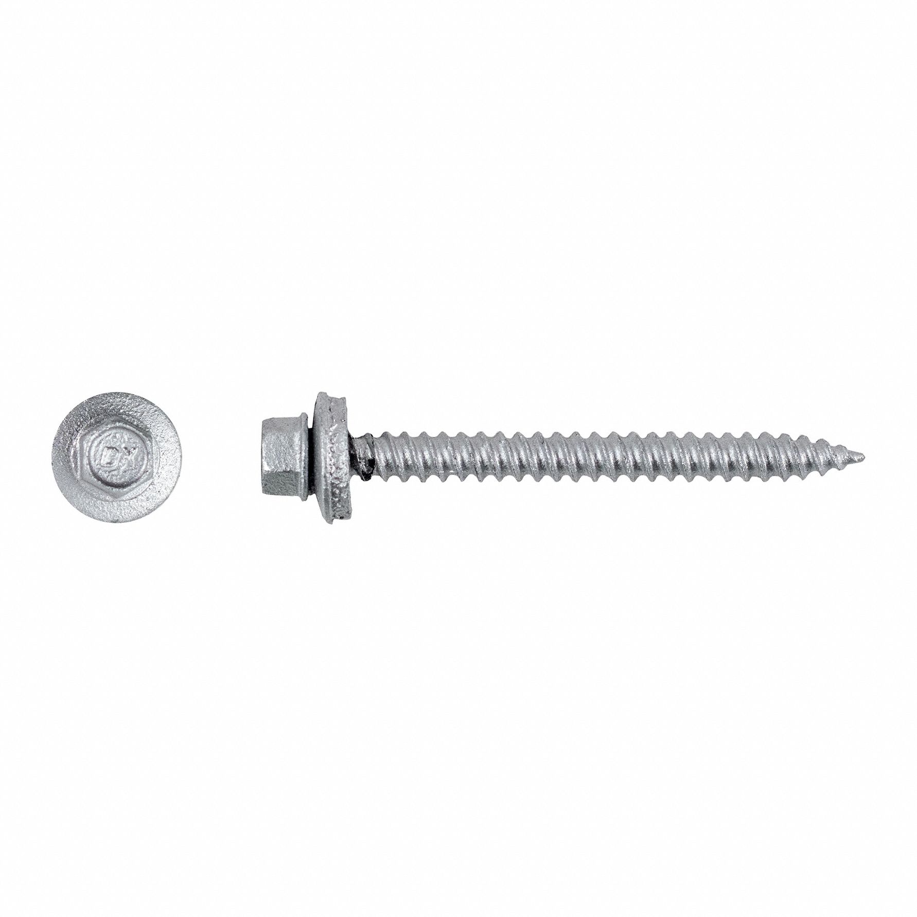 Self-Drilling Screw: #9 Size, 2 in Lg, Steel, Climaseal™, Hex Washer, External Hex, 2, 000 PK