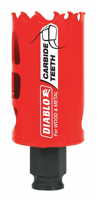 Hole Saw: 1 1/2 in Saw Dia., 3 Teeth per Inch, 2 3/8 in Max. Cutting Dp, Carbide Tipped