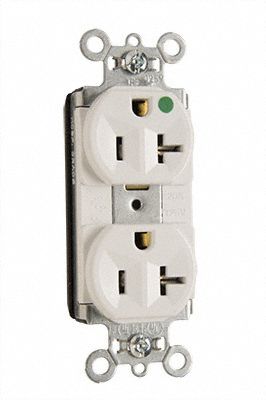 PASS & SEYMOUR Receptacle: Hospital Grade, Duplex, 5-20R, White, 125V AC, 15 A, 2 Pole / 3 Wire (MPN PT8300HW). Key specifications — attr1367147: PASS & SEYMOUR.
