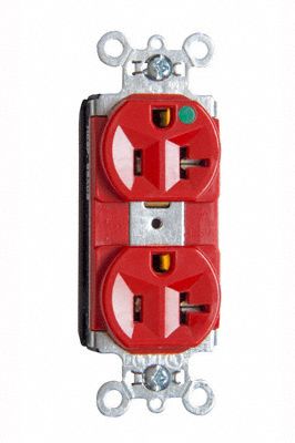 PASS & SEYMOUR Receptacle: Hospital Grade, Duplex, 5-20R, Red, 125V AC, 15 A, 2 Pole / 3 Wire (MPN PT8300HRED). Key specifications — attr1367147: PASS & SEYMOUR.