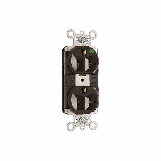 PASS & SEYMOUR Receptacle: Hospital Grade, Duplex, 5-20R, Brown, 125V AC, 15 A, 2 Pole / 3 Wire (MPN PT8300H). Key specifications — attr1367147: PASS & SEYMOUR.