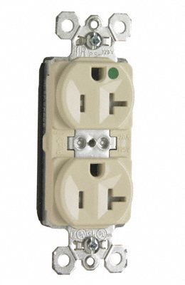 PASS & SEYMOUR Receptacle: Hospital Grade, Duplex, 5-20R, Light Almond, 125V AC, 20 A (MPN PTTR8300LA). Key specifications — attr1367147: PASS & SEYMOUR.