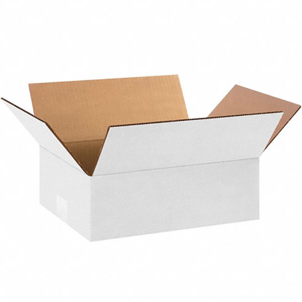 Shipping Box: 12 in Inside Lg, 9 in Inside Wd, 4 in Inside Ht, 32 ECT - Flat/White, Single Wall