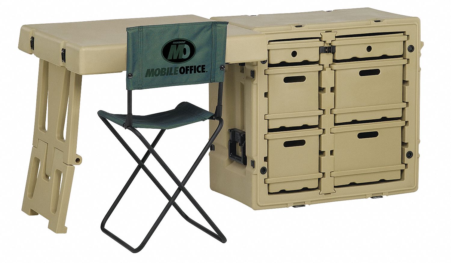 PELICAN, Olive Drab Green, 30 3/4 in Overall Lg, Single Field Desk