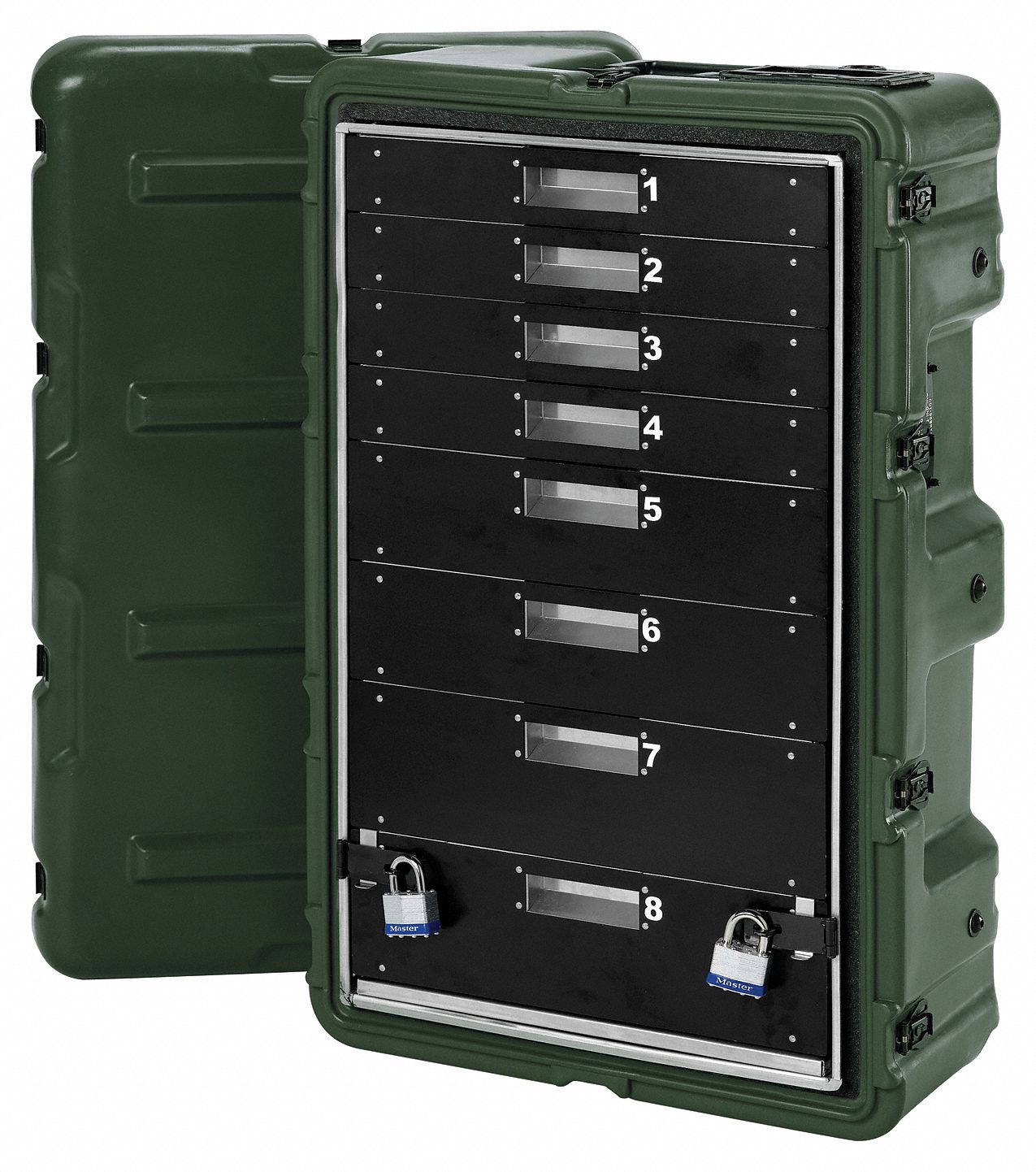 MEDCHEST PROTECTIVE CASE W 8 DRAWERS, BLACK, 32 3/4 X 20 7/8 X 12 39/64 IN, POLYETHYLENE