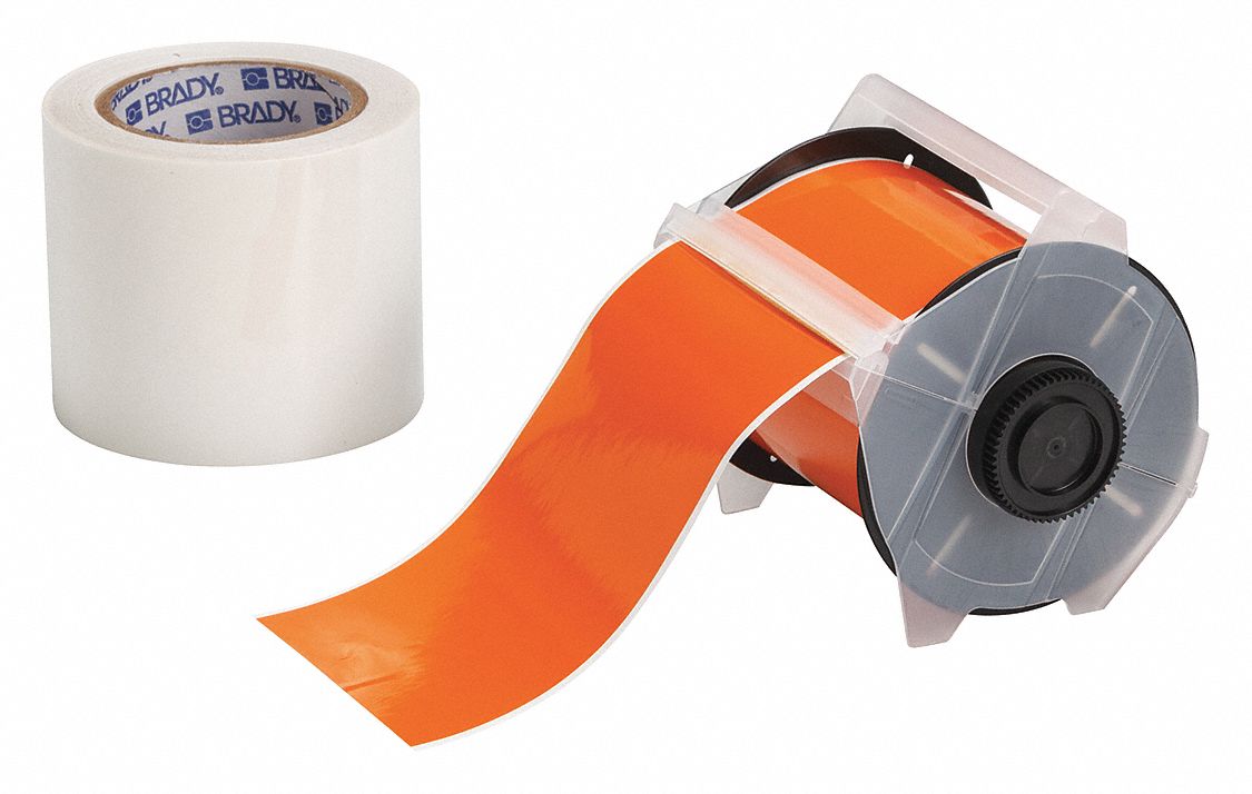 Continuous Label Stock: 4 in x 100 ft, Polyester With  Rubber  Adhesive