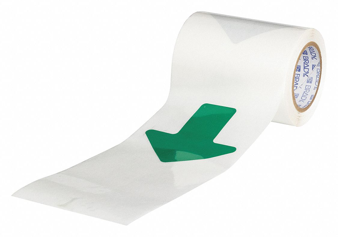FLOOR MARKING TAPE, ARROW, SOLID, GREEN, NO LEGEND, 2 IN X 5 IN, 8 MIL THICKNESS, BRADY, B-514, 52 PK