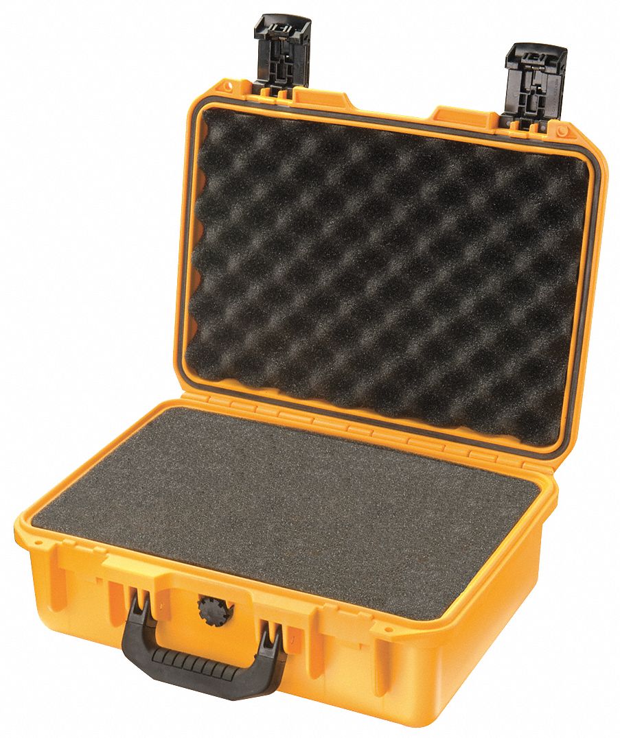 PROTECTIVE CASE, 10½ IN X 15 IN X 6 IN INSIDE, FLAT/PICK AND PLUCK/SOLID, YELLOW, 6 LB W