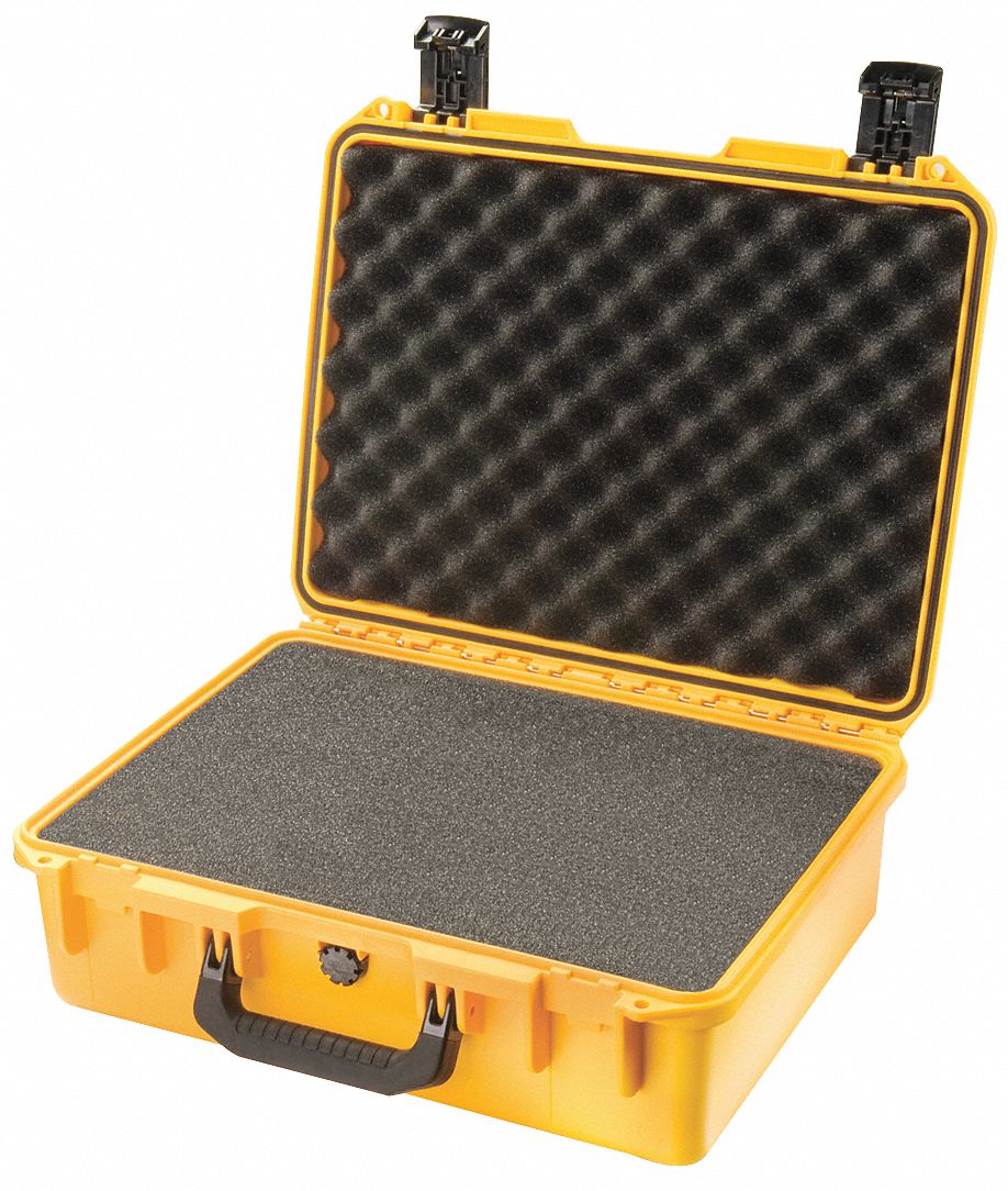 PROTECTIVE CASE, 13 IN X 18 IN X 6¾ IN INSIDE, FLAT/PICK AND PLUCK/SOLID, YELLOW, 7 LB W
