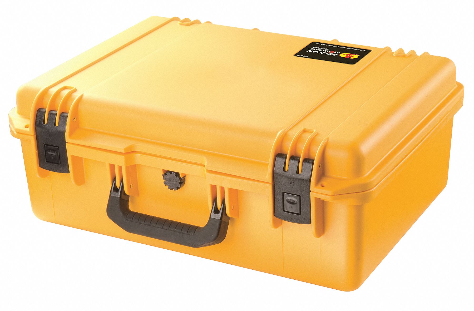 PROTECTIVE CASE, 14 IN X 20 IN X 7¾ IN INSIDE, YELLOW, STATIONARY, NO FOAM INCLUDED